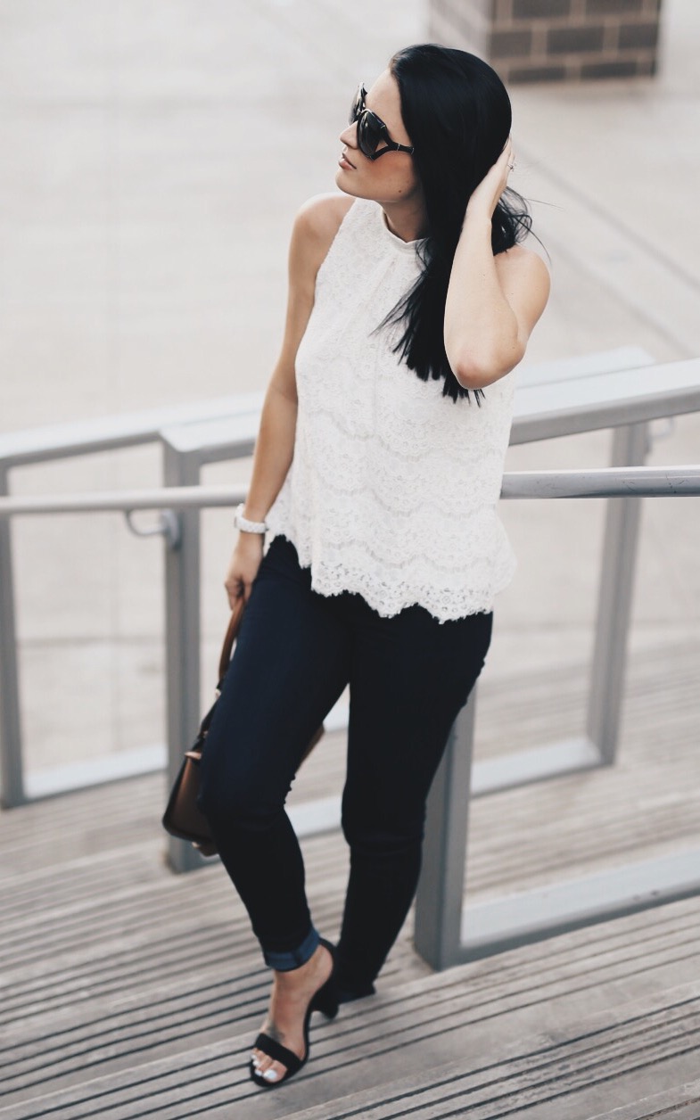 White Lace Top and Black Jeans | how to style a lace top | how to wear a lace top | lace top style tips | summer fashion tips | summer outfit ideas | summer style tips | what to wear for summer | warm weather fashion | fashion for summer | style tips for summer | outfit ideas for summer || Dressed to Kill