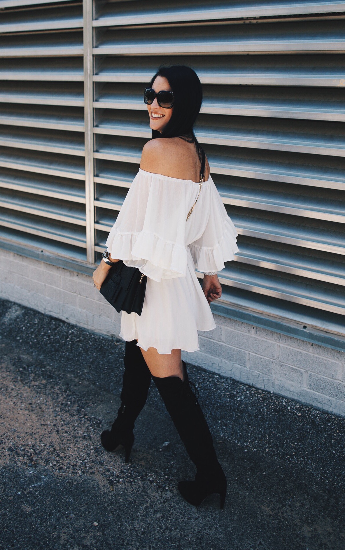 White Romper and Over the Knee Boots | how to style a romper | how to wear a romper | how to style OTK boots | how to wear OTK boots | summer fashion tips | summer outfit ideas | summer style tips | what to wear for summer | warm weather fashion | fashion for summer | style tips for summer | outfit ideas for summer || Dressed to Kill
