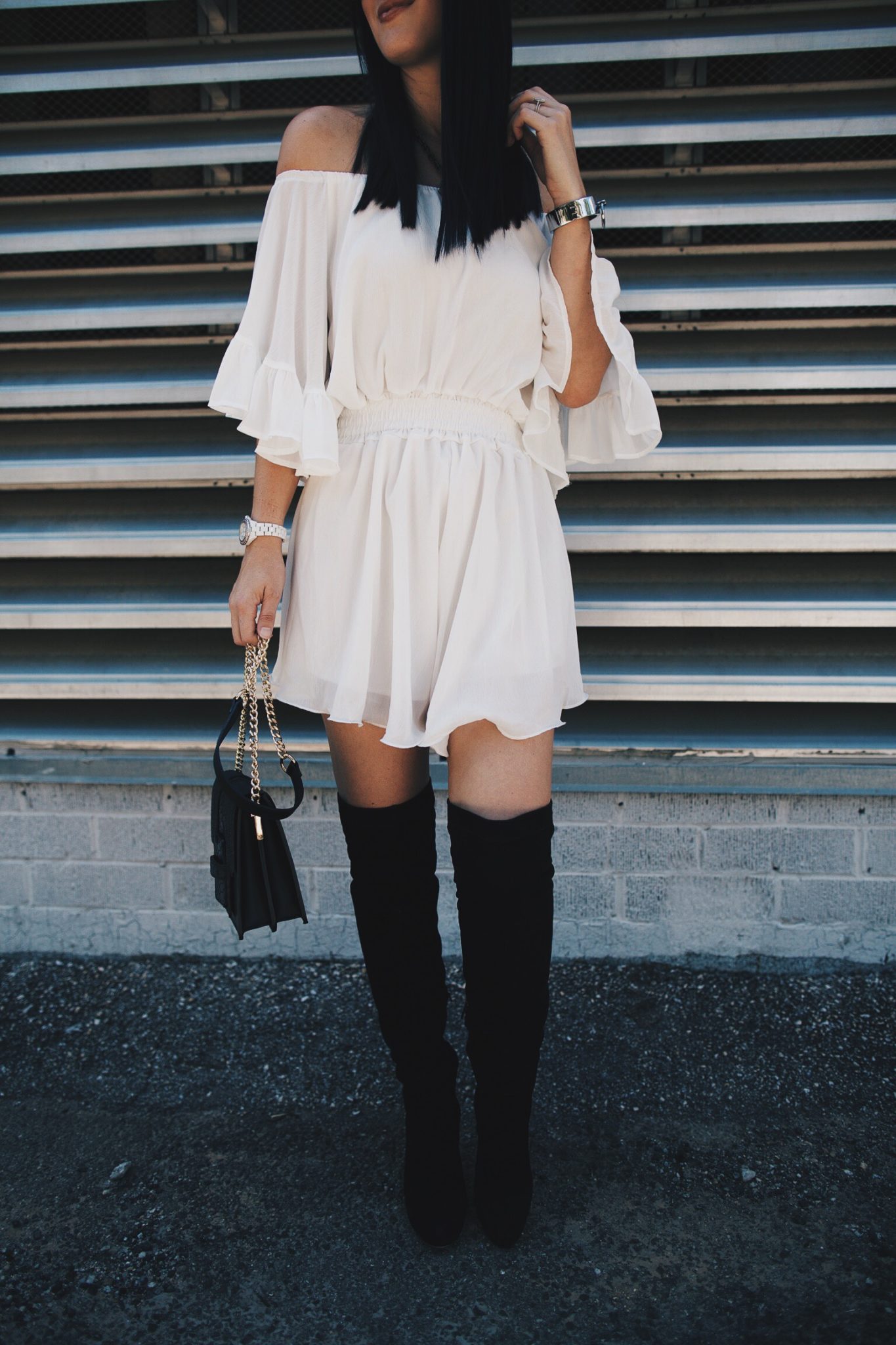 White Romper and Over the Knee Boots | how to style a romper | how to wear a romper | how to style OTK boots | how to wear OTK boots | summer fashion tips | summer outfit ideas | summer style tips | what to wear for summer | warm weather fashion | fashion for summer | style tips for summer | outfit ideas for summer || Dressed to Kill
