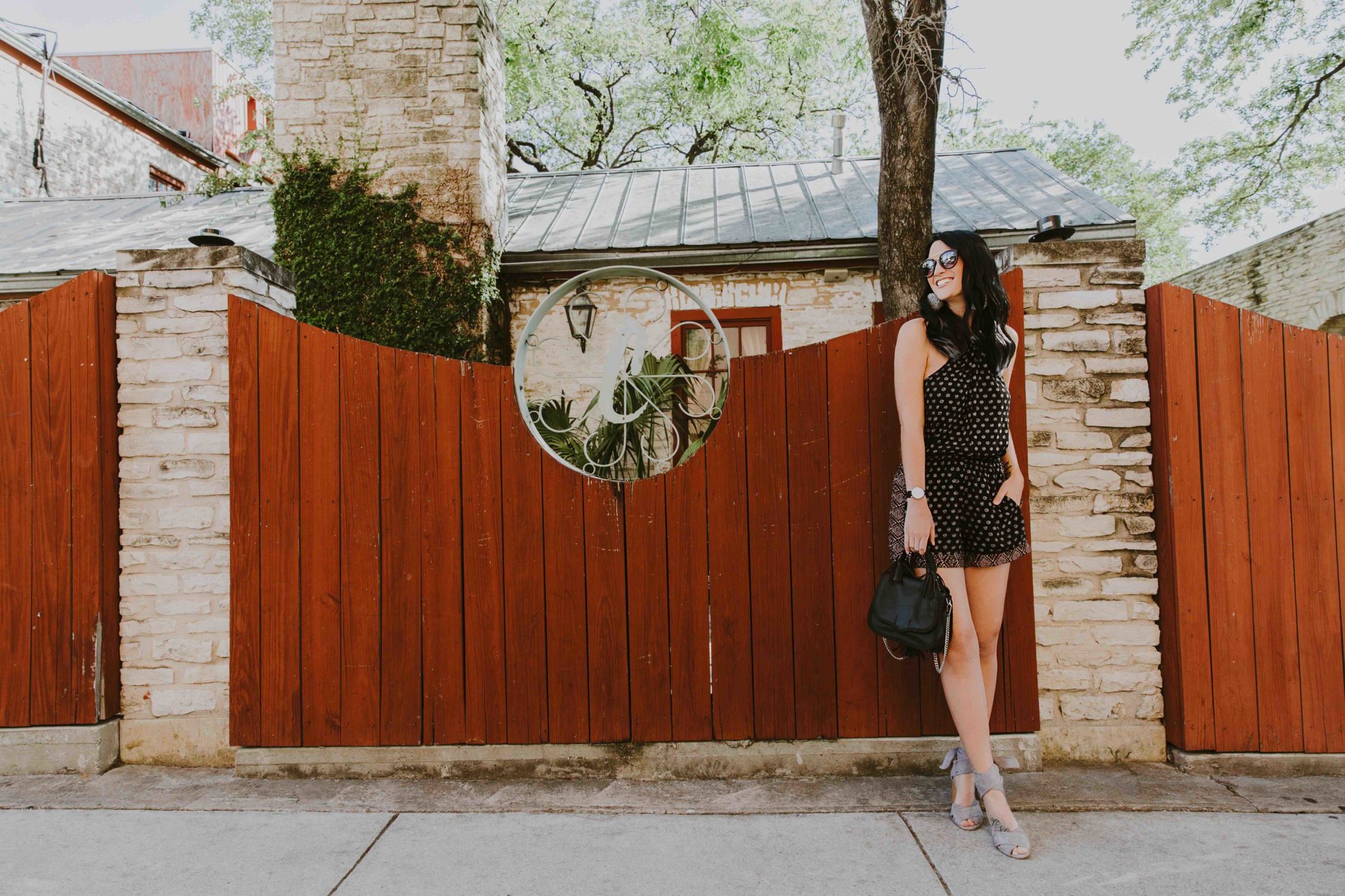 DTKAustin shares her favorite detailed romper and shoes from Splendid plus a gorgeous black leather bag from Rebecca Minkoff. Click for more information and photos. | Black Summer Romper | how to style a romper | how to wear a romper | summer fashion tips | summer outfit ideas | summer style tips | what to wear for summer | warm weather fashion | fashion for summer | style tips for summer | outfit ideas for summer || Dressed to Kill