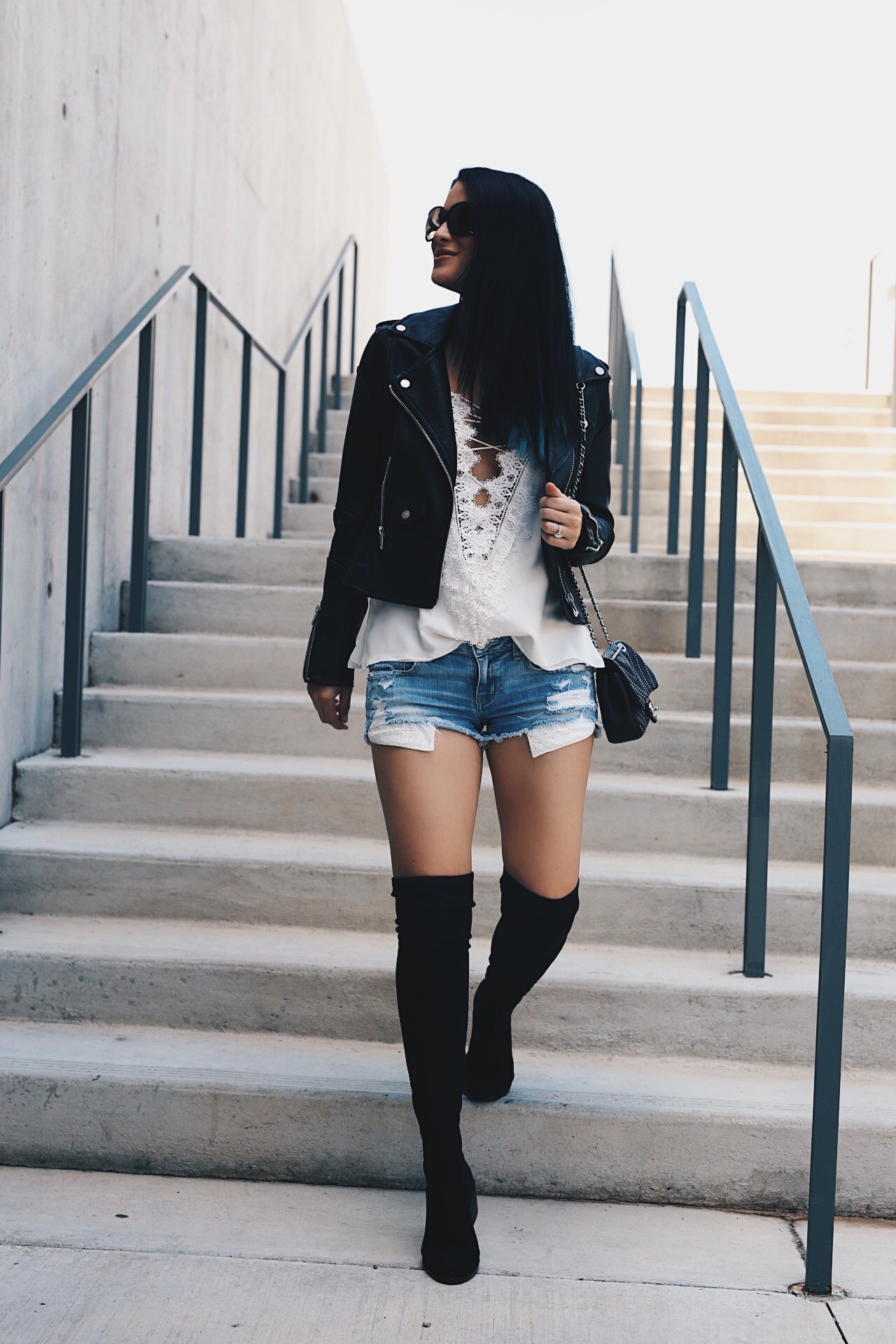 Austin Blogger DTKAustin shares her top shoe picks from the 2017 Nordstrom Anniversary Sale. Flats, heels, boots and booties are all included along with these Steve Madden Over the Knee boots and BlankNYC black jacket. | how to style over the knee boots | how to wear over the knee boots | OTK boot style ideas | OTK boot fashion tips | fashion tips for fall | fall style ideas | how to wear OTK boots || Dressed to Kill