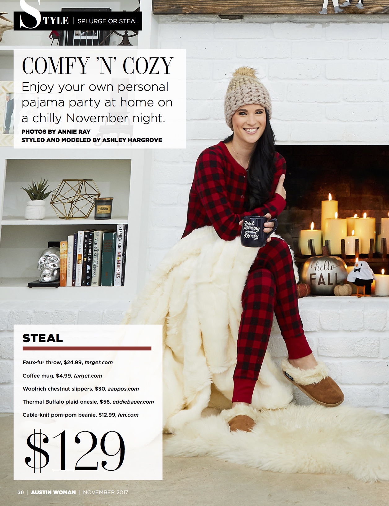 DTKAustin shares her recent Splurge or Steal Column about plaid pajamas in Austin Woman Magazine just in time for winter!