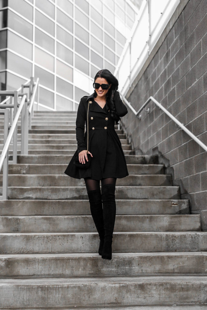 Black Coat with Gold Buttons - Dressed to Kill