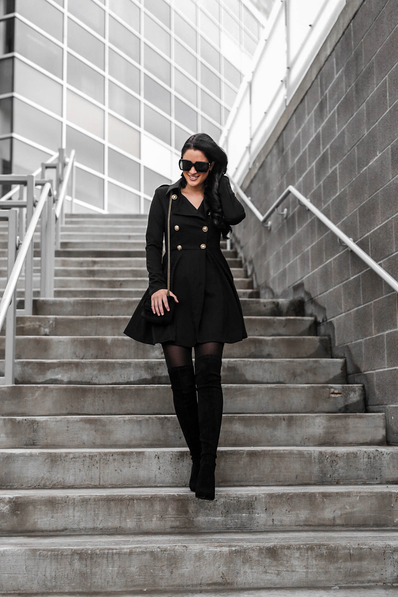 Tips on How to Wear a Black Trench Coat as a Dress | trench coat outfits | trench coats for women | how to style a trench coat | dresses for winter | winter fashion tips | winter style ideas || Dressed to Kill #trenchcoat #winterdresses #winterfashion - How to Wear a Trench Coat Dress by popular Austin fashion blogger Dressed to Kill