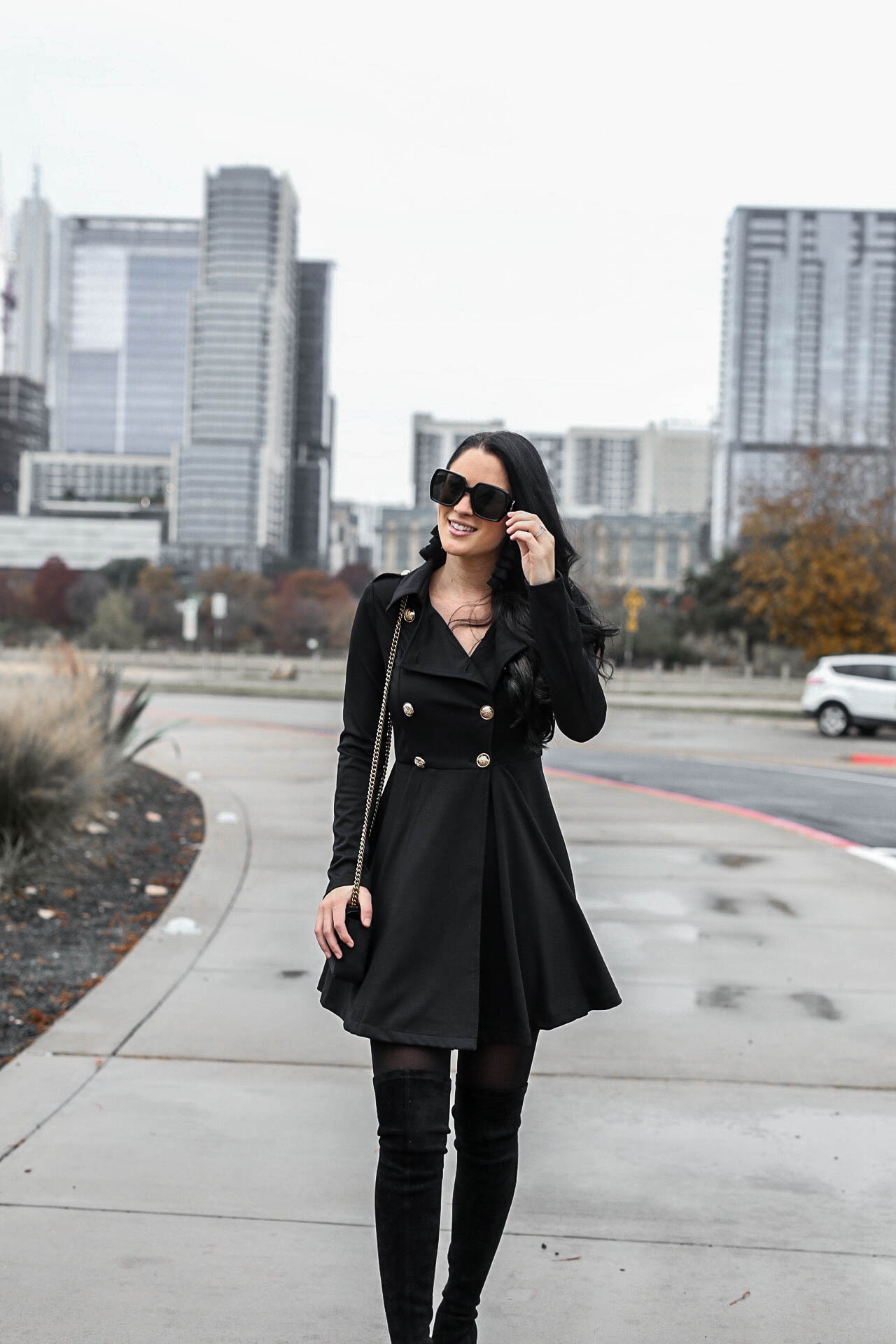 Tips on How to Wear a Black Trench Coat as a Dress | trench coat outfits | trench coats for women | how to style a trench coat | dresses for winter | winter fashion tips | winter style ideas || Dressed to Kill #trenchcoat #winterdresses #winterfashion - How to Wear a Trench Coat Dress by popular Austin fashion blogger Dressed to Kill