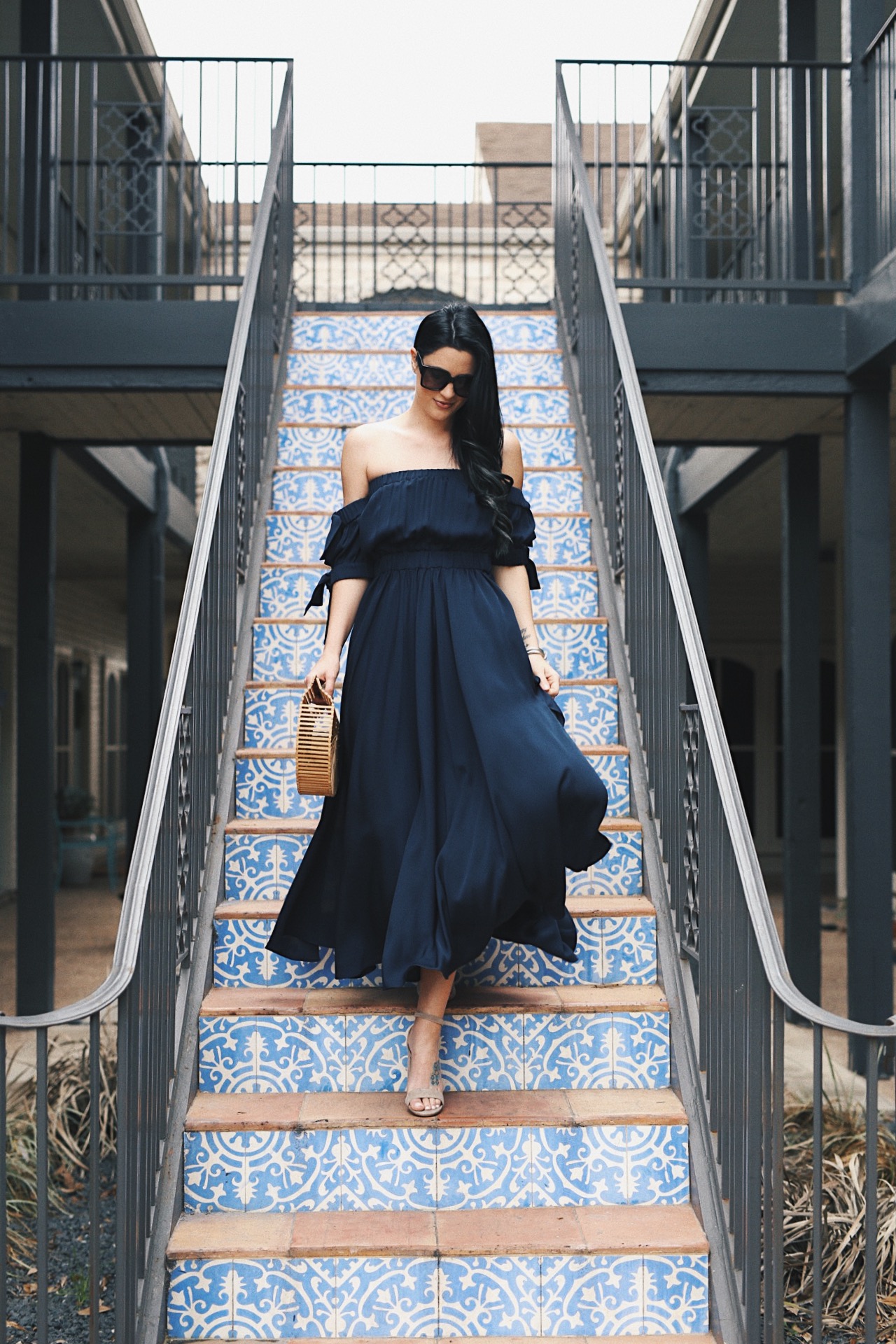 Spring and Summer Dresses featured by top US fashion blog Dressed to Kill; Image of a woman wearing - Milly dress, Cult Gaia handbag, Steve Madden shoes, YSL sunglasses, David Yurman bracelets.