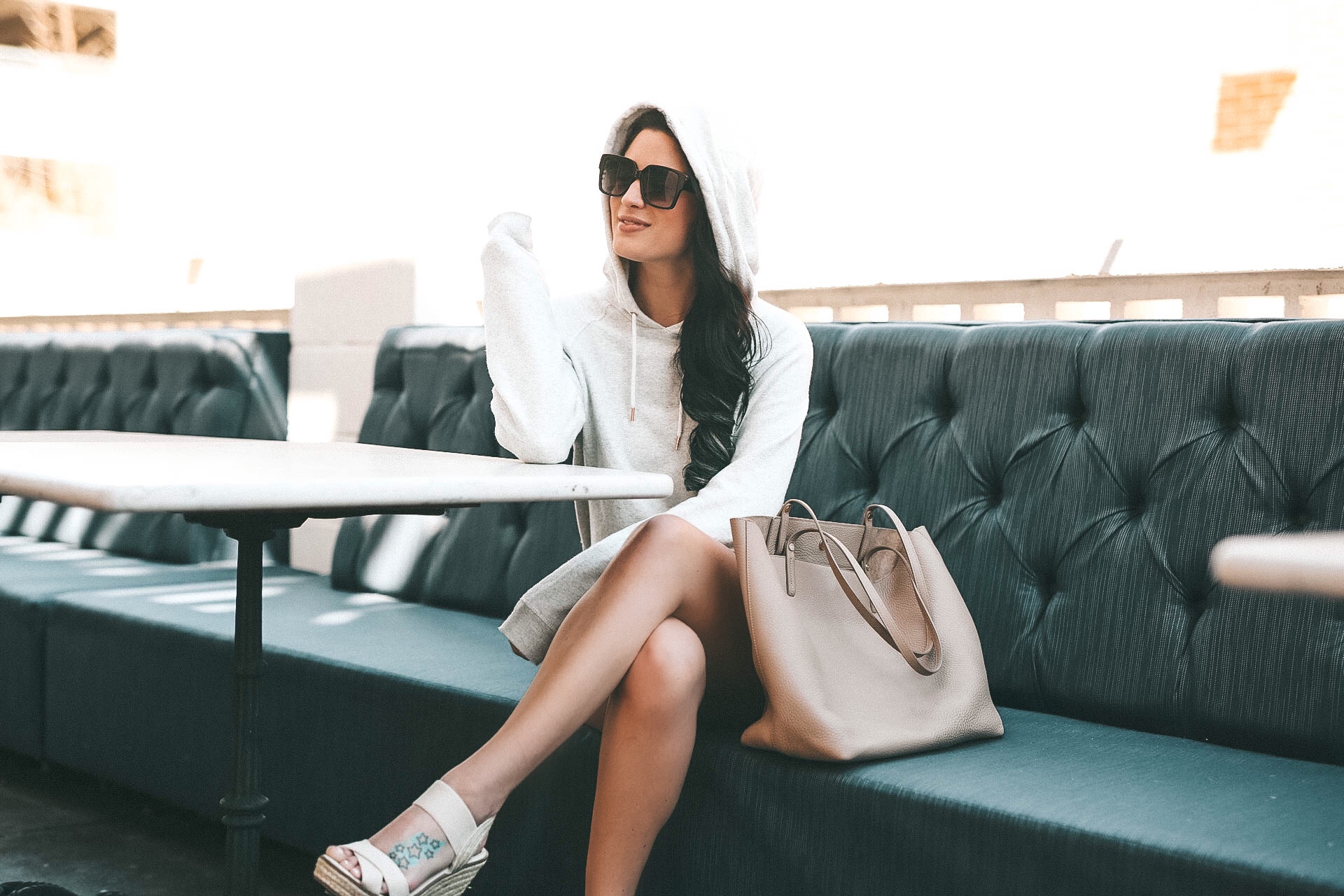 DTKAustin shares how to pull off the athleisure trend for Spring & Summer w/Zappos and Cotton. Hoodie by Volcom, Tote by Gigi New York, Shorts from Target. - Athleisure Trend for Summer w/Cotton & Zappos by popular Austin style blogger Dressed to Kill