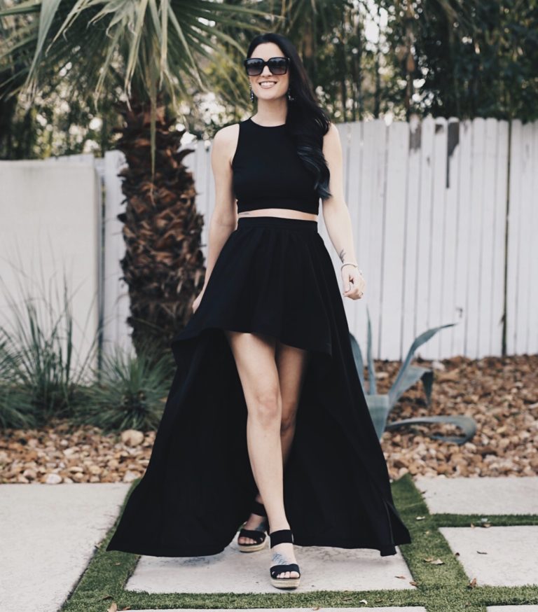 Black Two Piece High-Low Skirt Set for Spring + Summer - Dressed to Kill