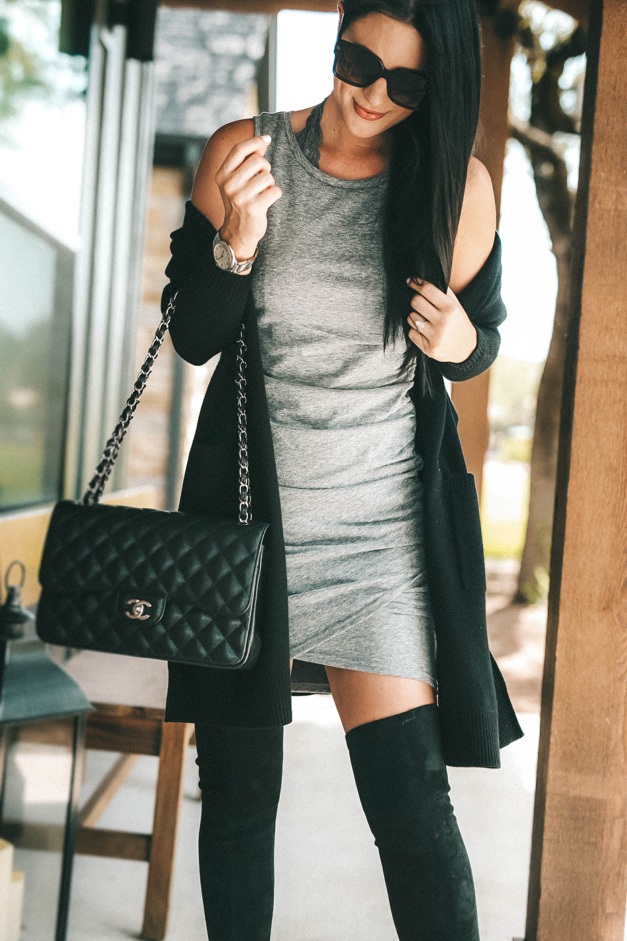 DTKAustin shares her must have cashmere from the NSALE Nordstrom Anniversary Sale. Starting with this Vince cashmere cardigan, Steve Madden OTK Over the Knee boots and Leith body-con dress. Must Have Cashmere Pieces | 2018 Nordstrom Anniversary Sale || Dressed to Kill #style #fashion #womensoutfit #cashmere #cashmeresweater #cashmerescarf #cashmerecardigan #dtkaustin - {Must Have Cashmere from the Nordstrom Anniversary Sale + Giveaway} featured by popular Austin fashion blogger Dressed to Kill