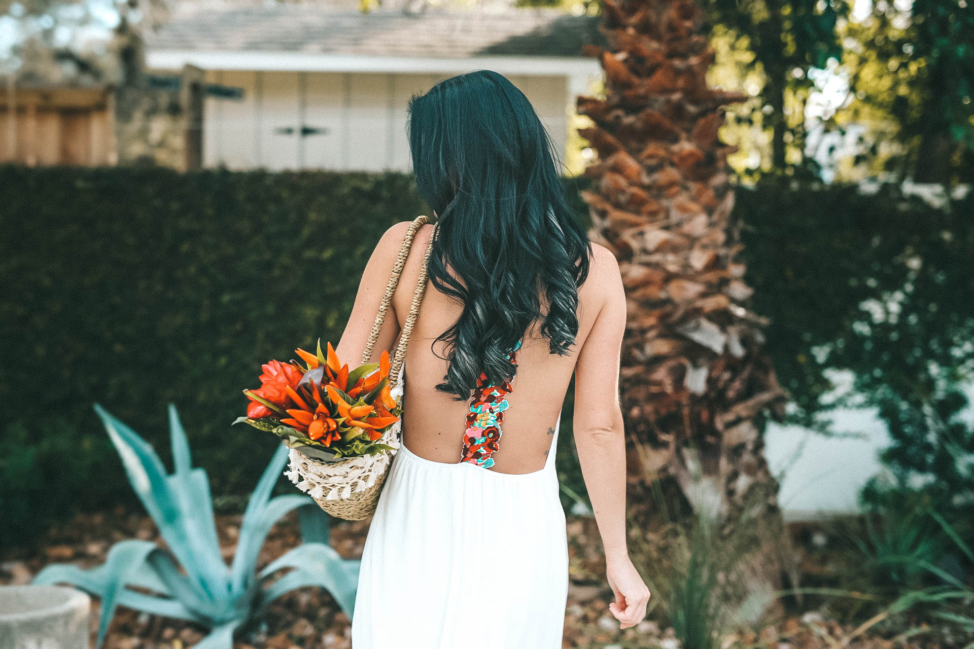 swim coverup | Straw bag is from Express and the bouquet is from The Bouqs. | white maxi dress | summer maxi dress || DTK Austin #fashion #style #maxidress #summerdress #whitemaxidress #dtkaustin - {Show Me Your Mumu Maxi Dress} featured by popular Austin fashion blogger Dressed to Kill