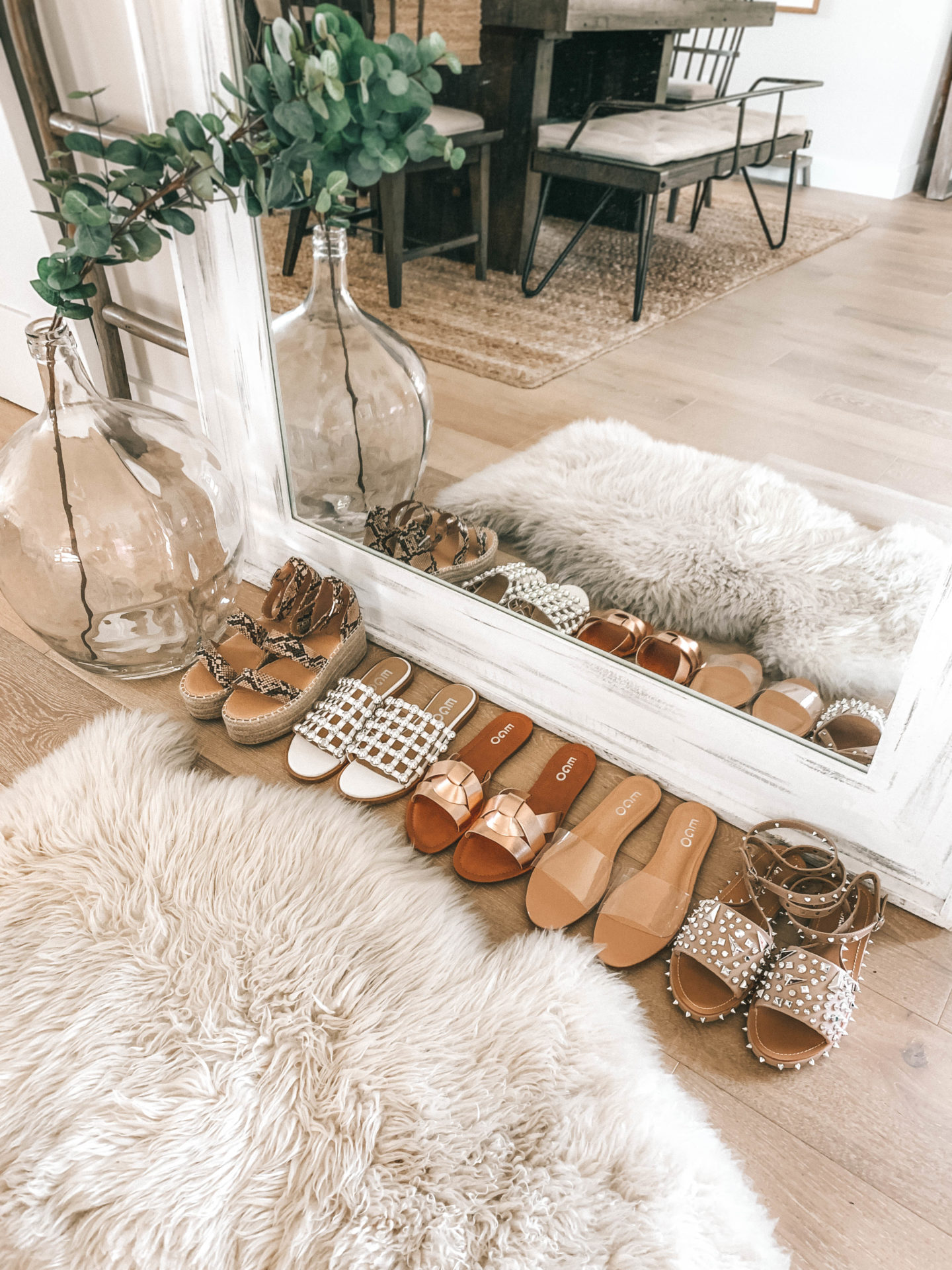 5 Must Have Affordable EGO Sandals for Summer by popular Austin fashion blog, Dressed to Kill: image of 5 pairs of EGO sandals lined up next to each other.