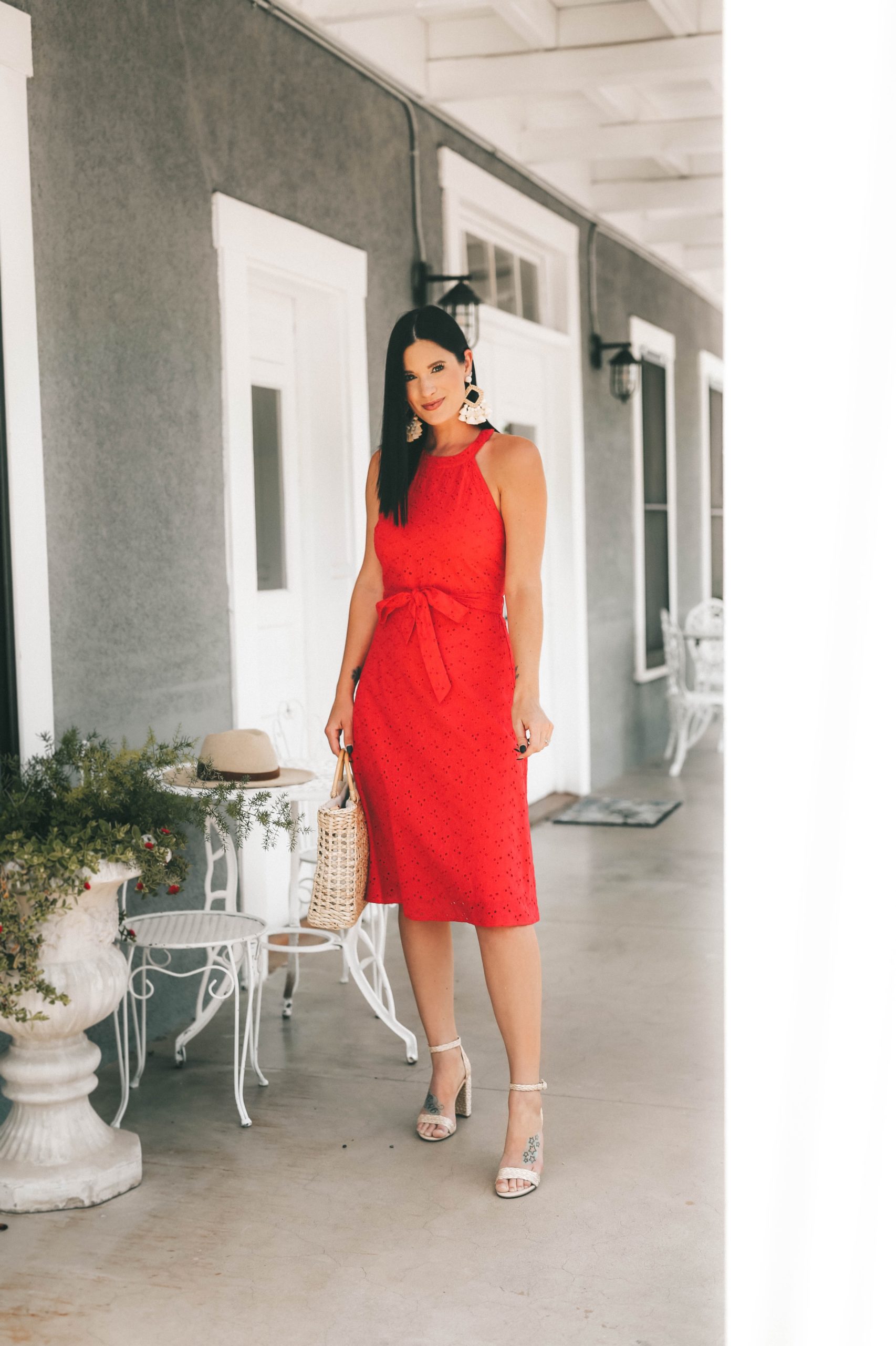Gibson Look Road Trip by popular Austin fashion blog, Dressed to Kill: image of a woman wearing a DTK Austin Gibson Look Road Trip belted fit and flare swing dress. 