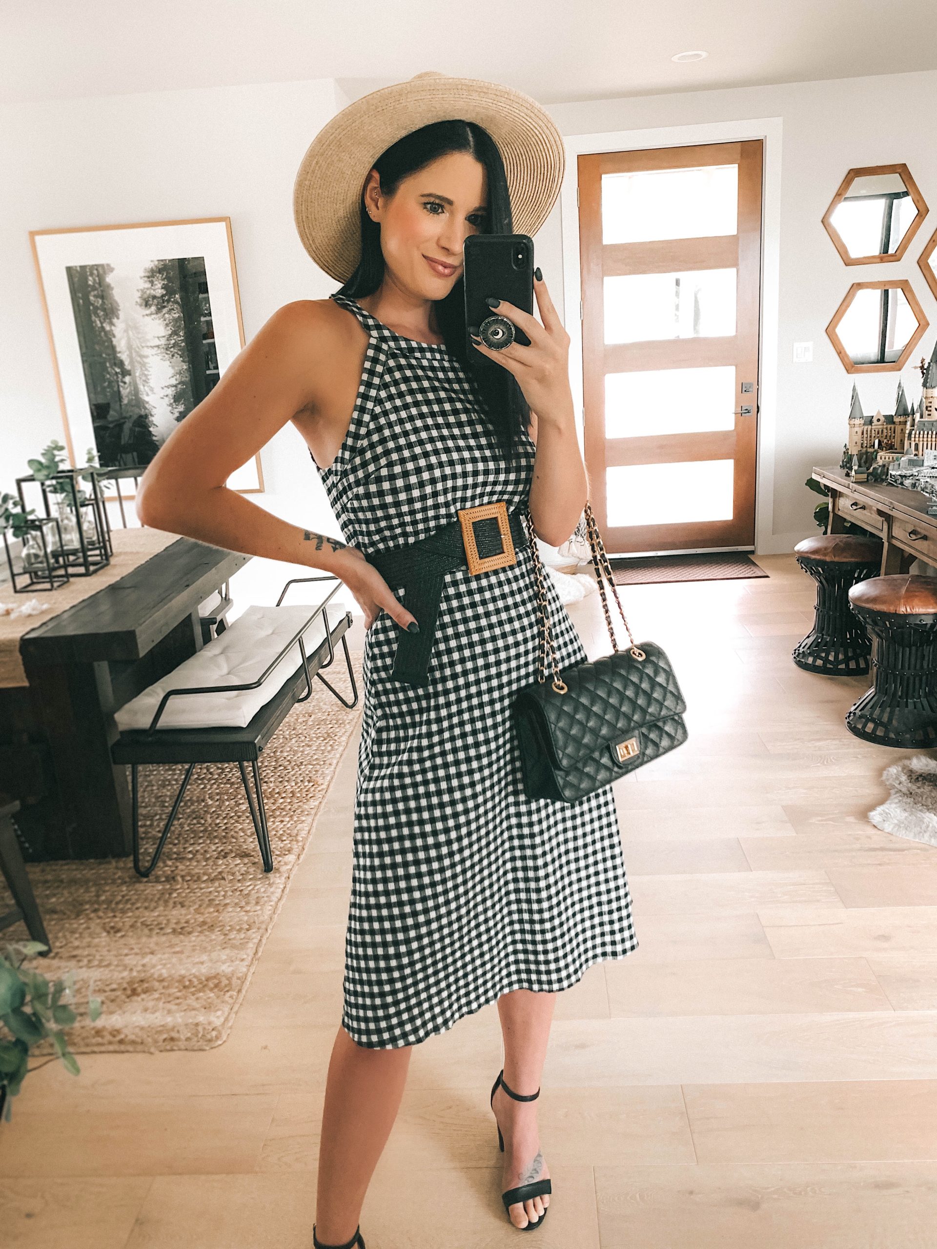 Gibson Look Road Trip by popular Austin fashion blog, Dressed to Kill: image of a woman wearing a Gibson Look DTK Austin Fit and Flare belted dress. 